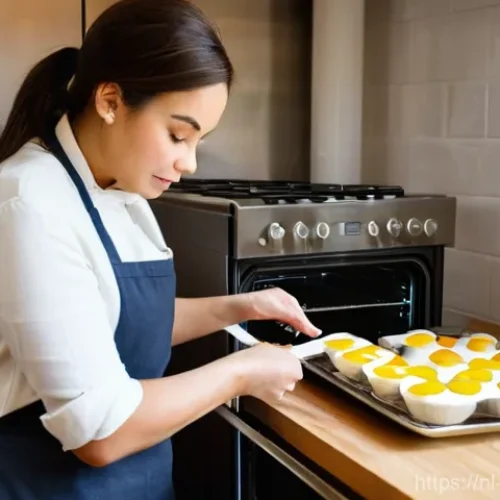 제빵사로서 주의해야 할 실수 - **"A well-lit, cozy kitchen scene focusing on the importance of oven temperature and ingredient prep...