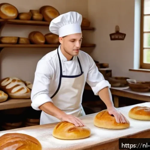 Home 15 제빵사 경력 개발을 위한 추가 자격증 - A professional Dutch bakery kitchen scene showcasing a skilled baker wearing a clean white apron and...